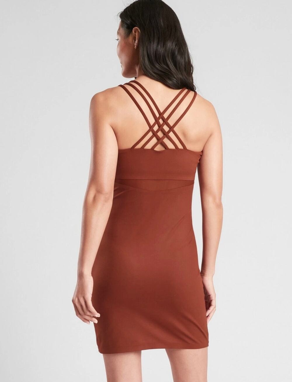 Athleta Hyper Focused Bra Dress in Powervita Color Dried Cinnamon Size XXS